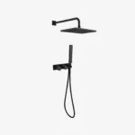 Eos Ducha Monocomando Negra Con Desviador+ Cabeza De Ducha Cuadrada 20cm + Brazo De Ducha 38cm Ferretti
