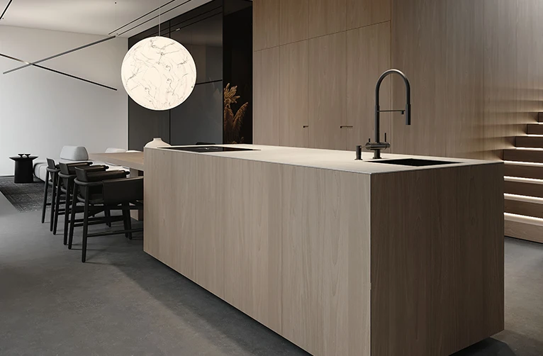 blog cocina marmol madera copia - Diseño de Cocinas con Porcelanato en Formatos Grandes: Ventajas y Tendencias