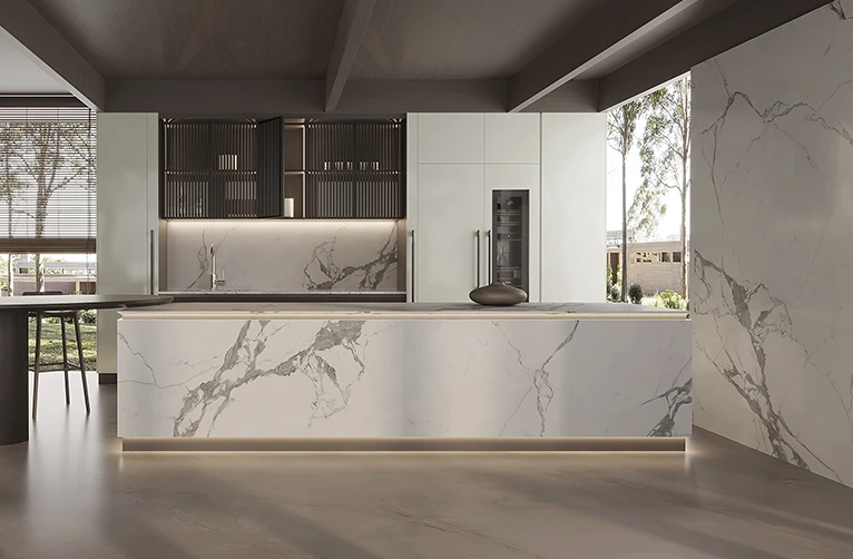 blog cocina porcelanato gran formato durabilidad - Diseño de Cocinas con Porcelanato en Formatos Grandes: Ventajas y Tendencias