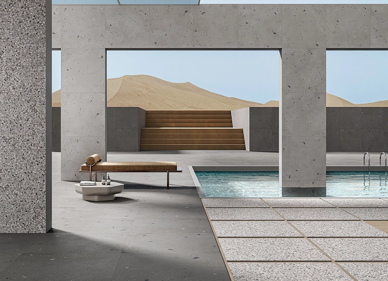 top tendencias terrazo piscina - Top 10 Tendencias en Porcelanatos para 2025