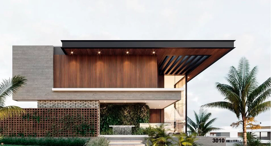 LARGE TECA casa con fachada de wall panel exterior