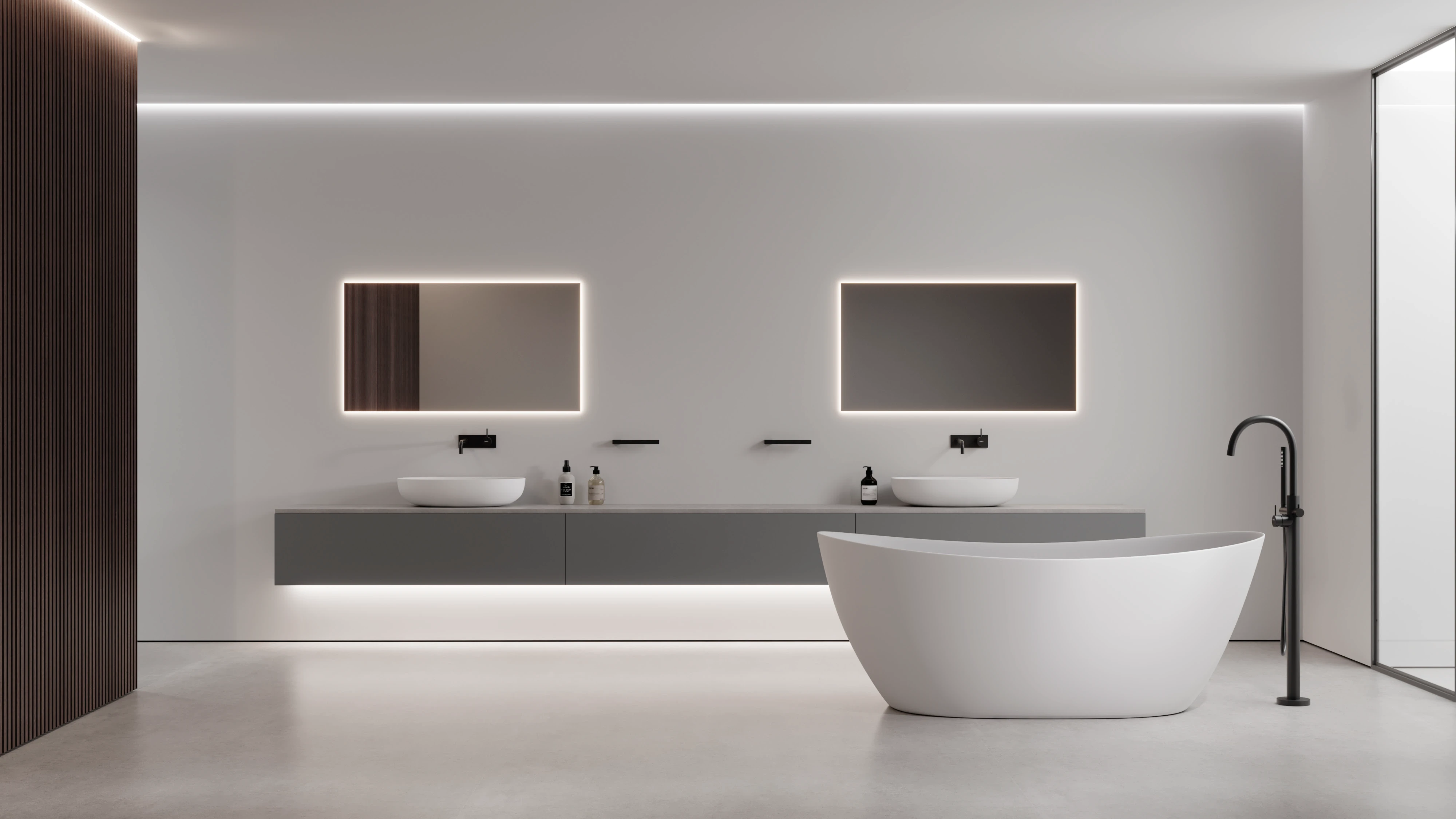 Tinas de baño modernas en ambiente minimalista