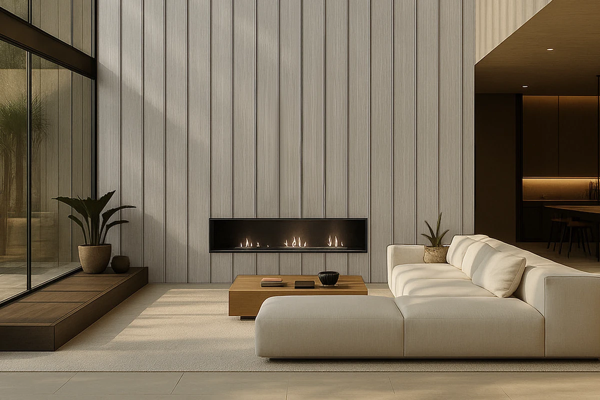 El-arte-de-vestir-tus-paredes-accent-wall-ferretti-sala-chimenea El arte de vestir tus paredes: Cómo crear una "Accent Wall" de alto impacto con Ferretti