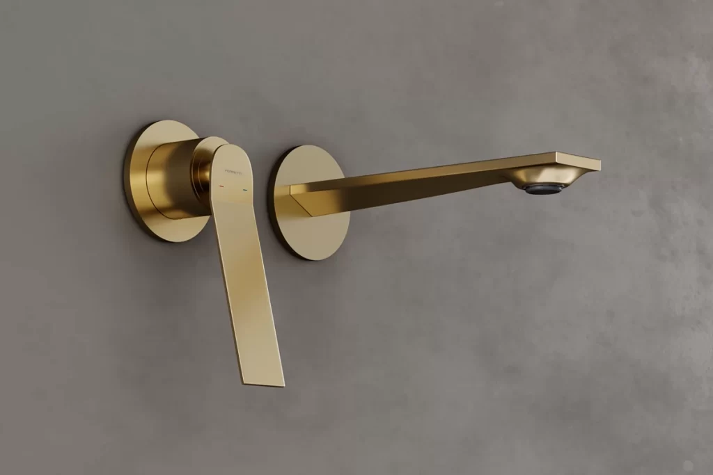 Grifería empotrada para lavatorio en acabado dorado mate de alta calidad