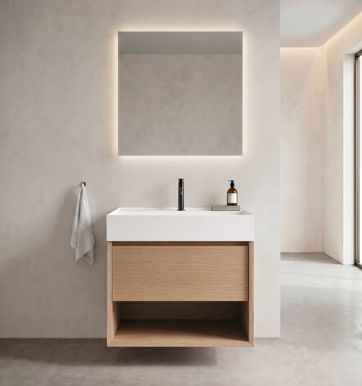 portada-mueble-FA12864 Mueble de Baño Kronos Roble De 600x460x623Mm con Tablero Matt Signature - Image 1