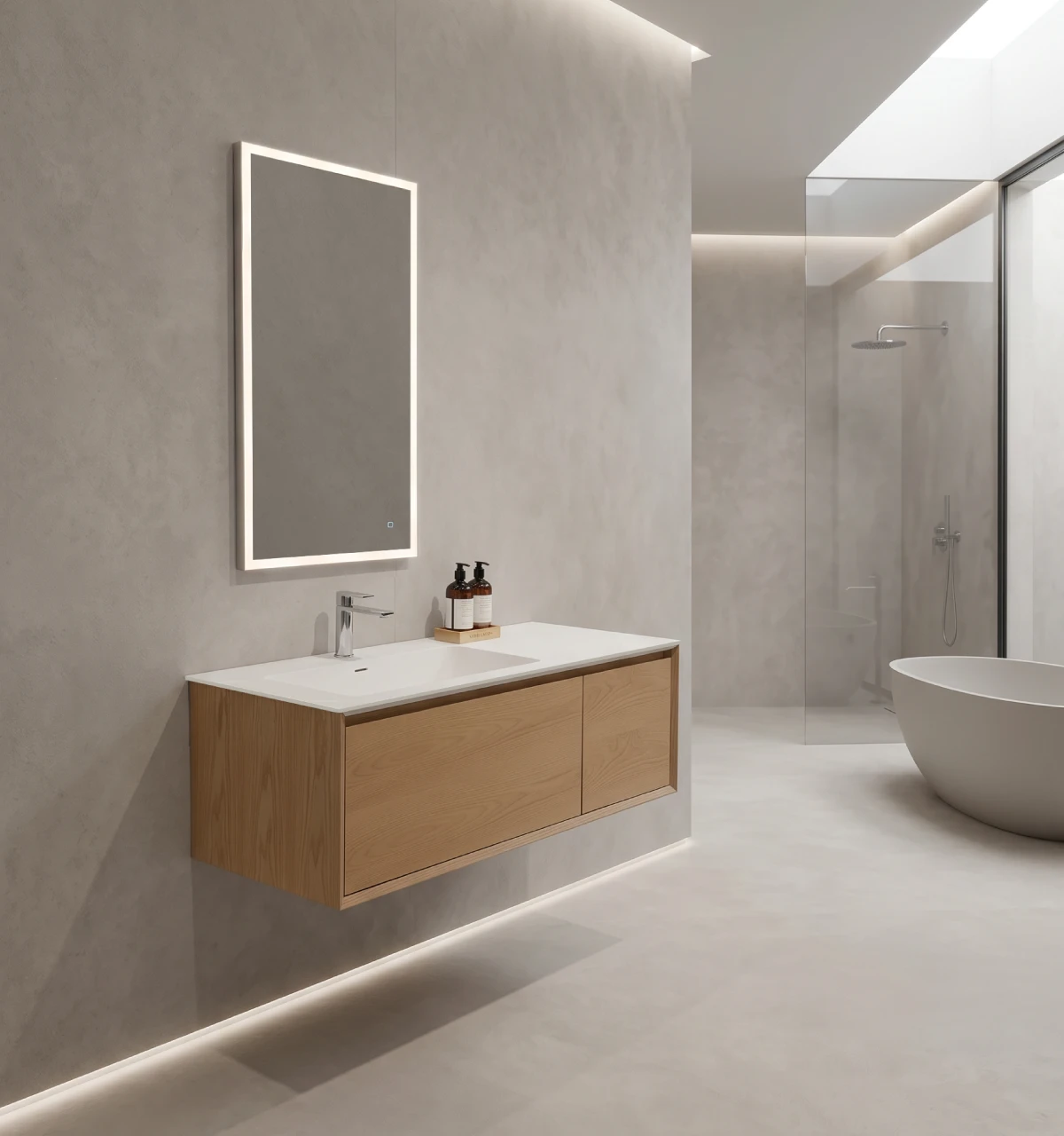 portada-mueble-FA12870 Mueble de Baño Kronos Roble De 1200x470x410Mm con Tablero Matt Signature - Image 1