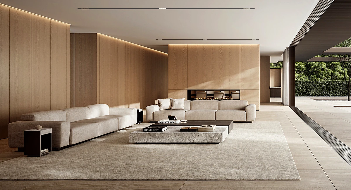 sala minimalista con wall panel decorativo ferrettistore - Guía completa sobre Wall Panels: beneficios, instalación y usos