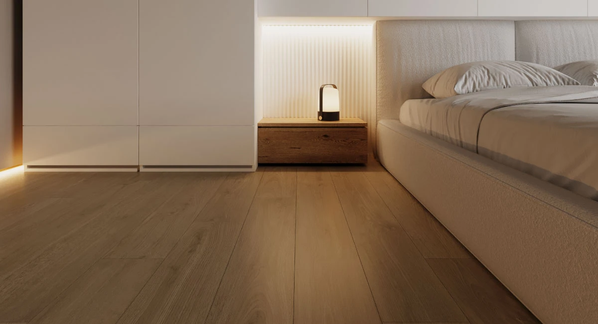 Pisos-SPC-dormitorio-detalle Pisos SPC dormitorio detalle - Pisos SPC: El look de la madera que sí resiste el ritmo de tu hogar