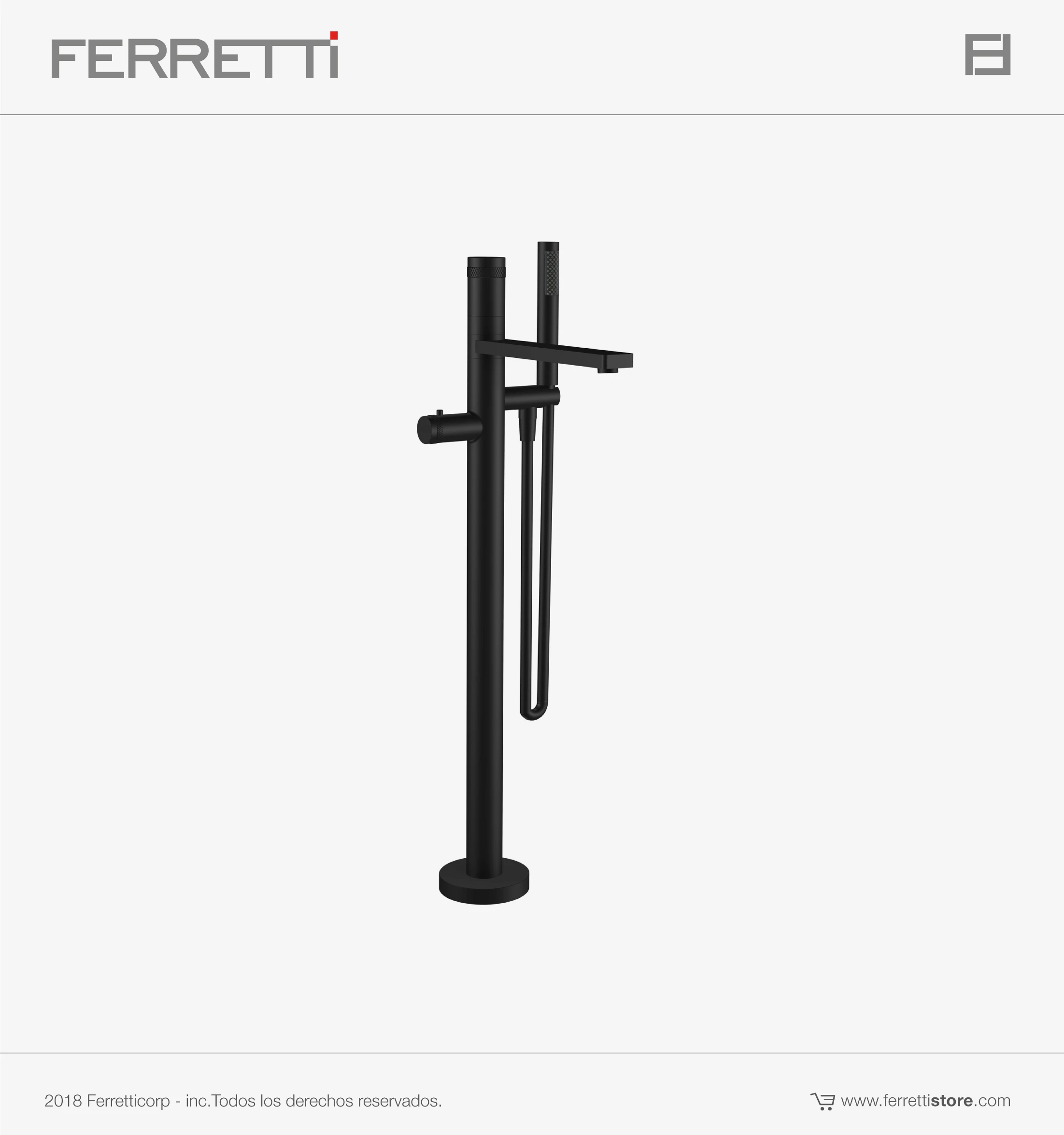 Griferia Eos Monocomando Termostatico Negro De Pie Para Tina Con Ducha De Mano Ferretti Signature