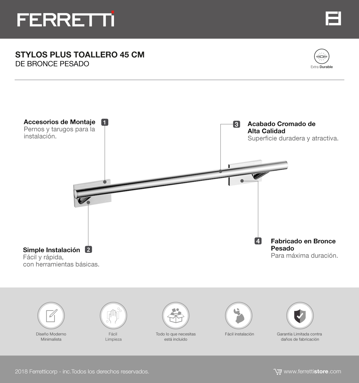 Toallero de 45cm Stylos Plus
