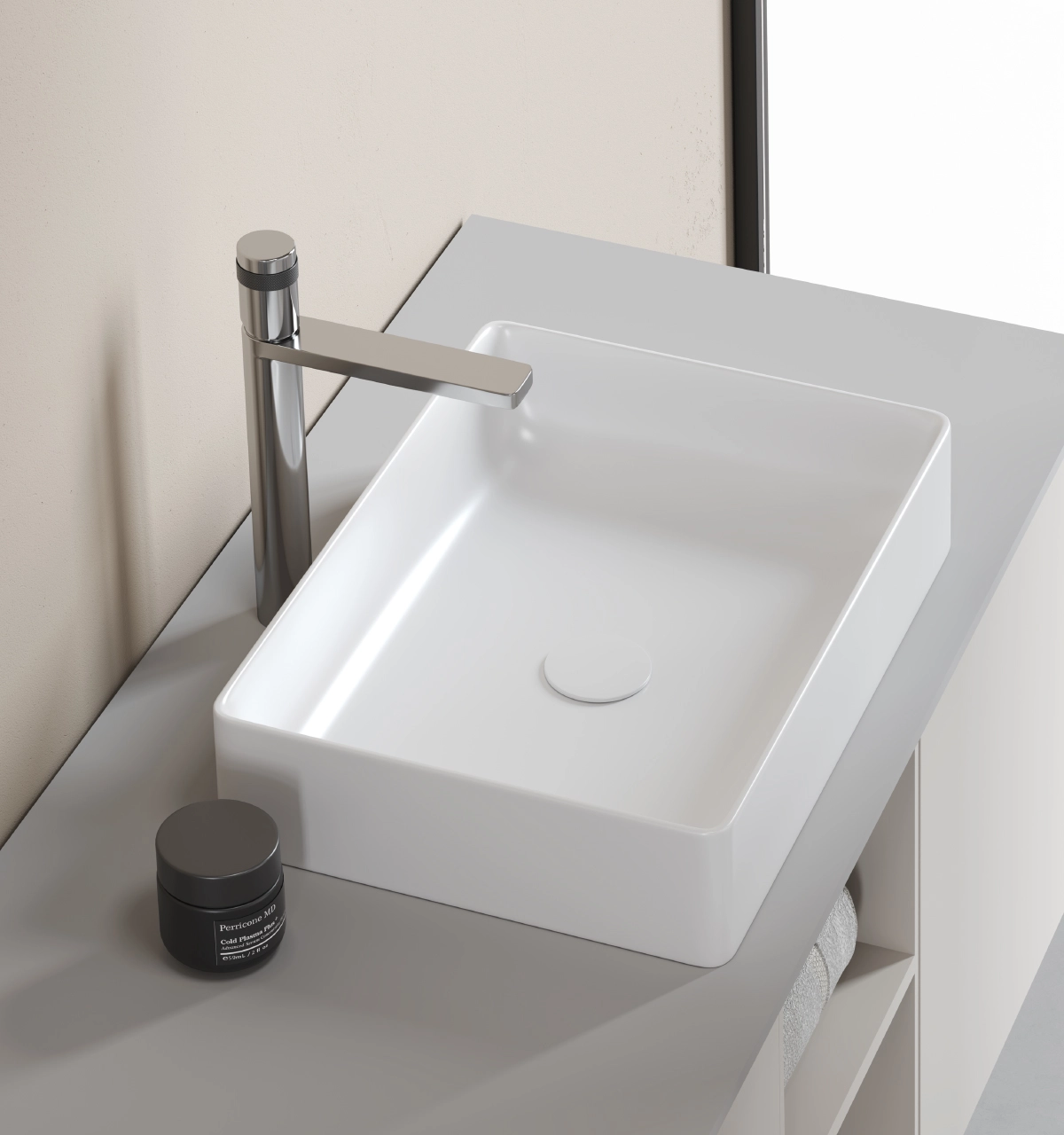 Lavatorio cerámico blanco Slim QBIX A50 Ferretti 50x34x11cm
