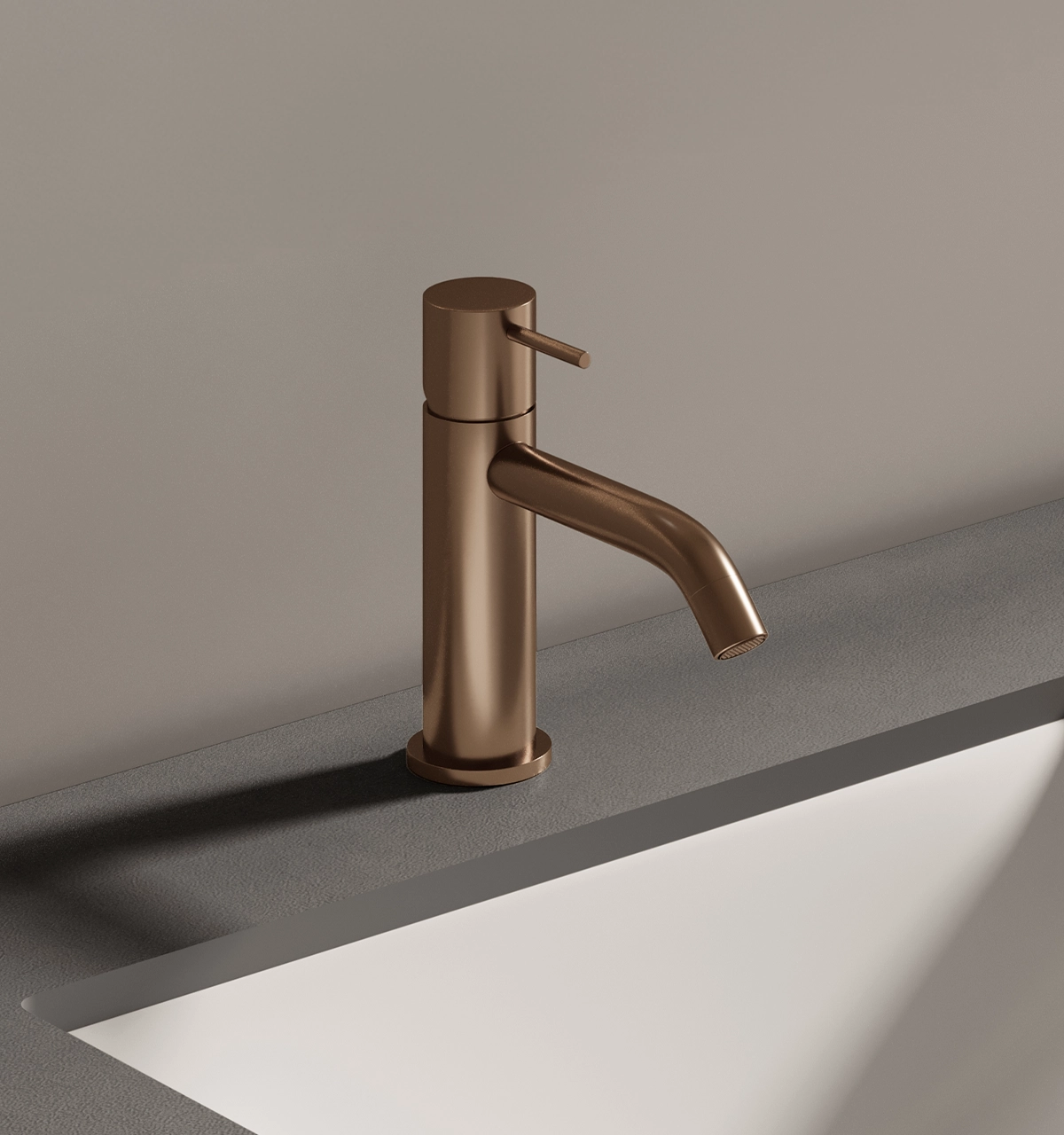Grifería Holland Max Monocomando Lavatorio Bajo al Mueble Rose Gold Mate Ferretti Plus