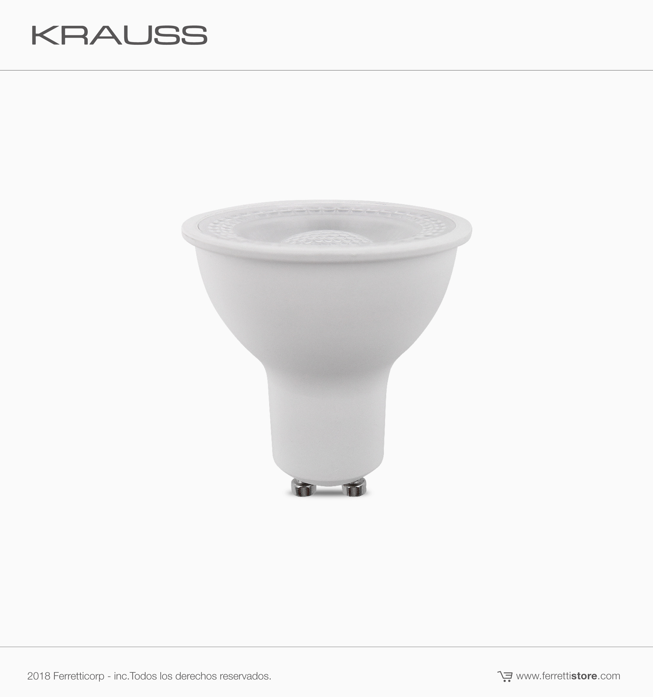 Foco Led Dicroico Gu10 Ø50 x 55mm 7w, 3000k, No Dimmable , Ra>80, Krauss