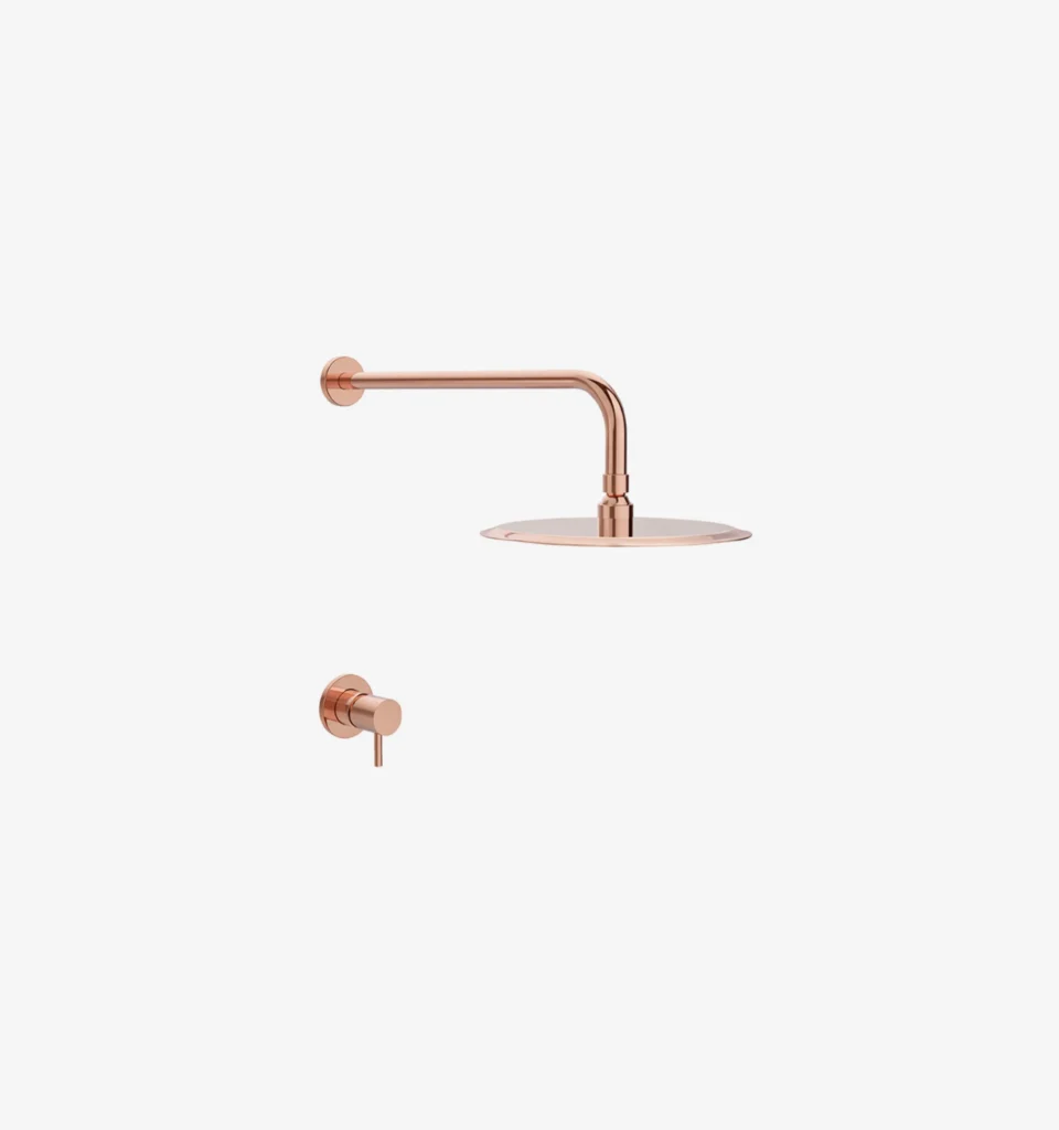 Holland Max Ducha Monocomando Rose Gold Mate – Cbza De Ducha Red 20*20 + Brazo Ducha Ferretti Plus