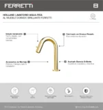 Grifería Holland Lavatorio Agua Fría Al Mueble Dorado Brillante Ferretti - Image 2