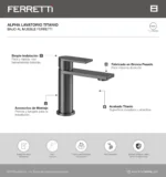 Grifería Alpha Lavatorio Titanio Bajo al Mueble Ferretti - Image 2